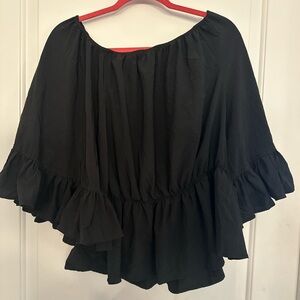 Boston Proper Black Ruffled Blouse